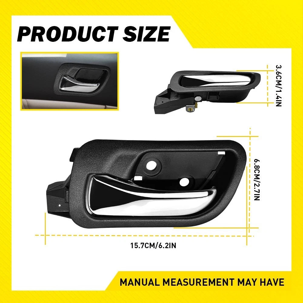 Set of 2 Interior Door Handles for Honda Accord (2003–2007) Chrome Black