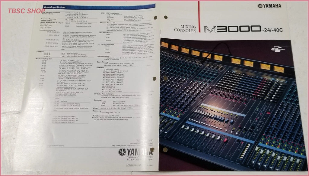 Yamaha M3000 Series Mixer Console Sales Brochure