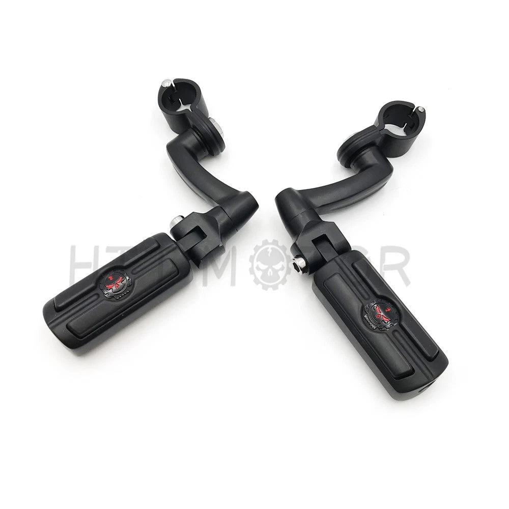 Black 360 Adjustable Skull FootPeg Kit for Honda VTX1300 (2003–2009)
