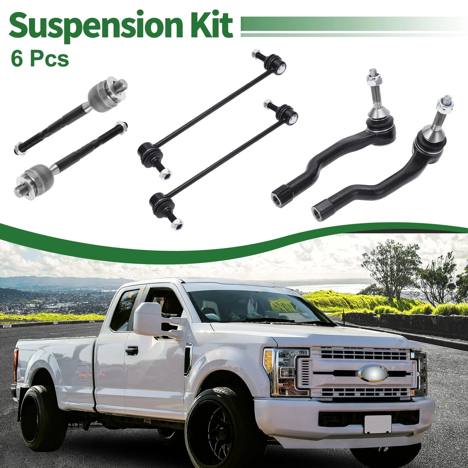 6pcs Front Suspension Kit Tie Rod End Sway Bar Link for Lincoln MKX (2016–2018)