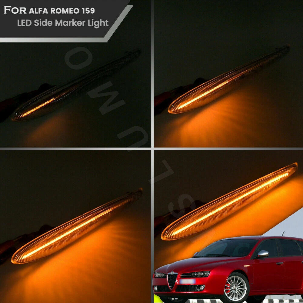 Sequential Smoked LED Fender Indicator Blinker Lamps for Alfa Romeo 159 (2005–2011)