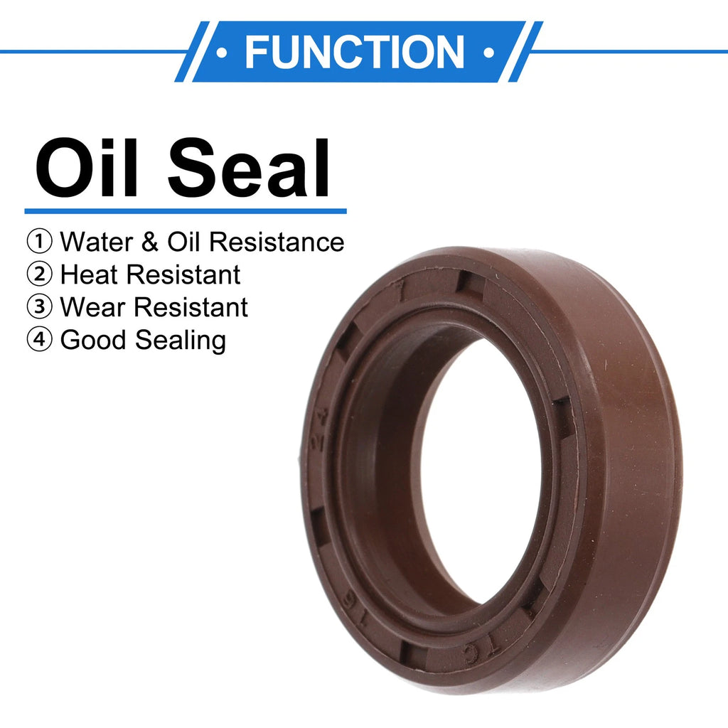 2X Oil Seal Rotary Shaft Seal for Various Models (16x24x7mm) FKM Rubber