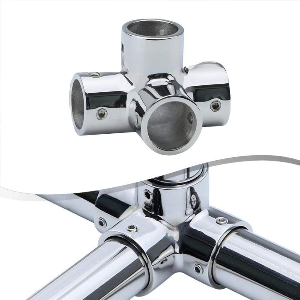 Marine Four Way Rail Fitting for Boat Pipe Connections (316 Stainless Steel)