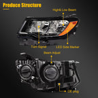Driver Side Headlight Assembly for Jeep Compass (2017–2021) Black Housing