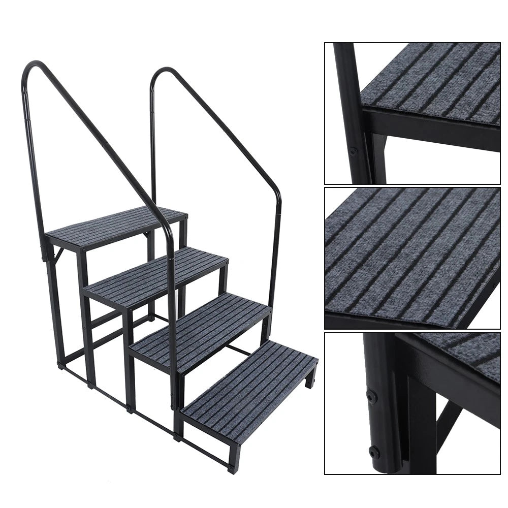 Set of 4 RV Steps for Hot Tub with 2 Handrails and Step Mat