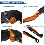 Adjustable Brake Clutch Levers for Honda CBR650R (2014–2022) Black Orange