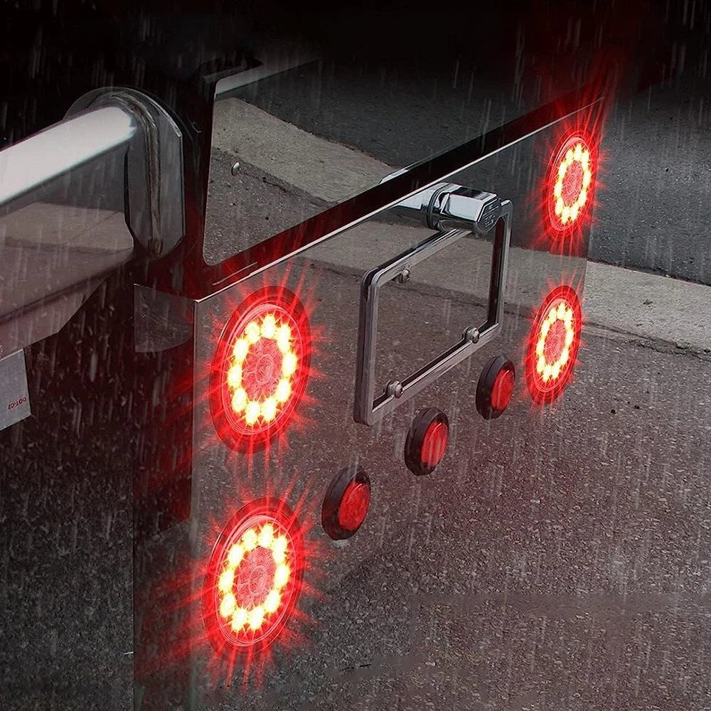 2X 4" Round Red/White 16-LED Brake Stop Turn Signal Tail Lights for Truck Trailer