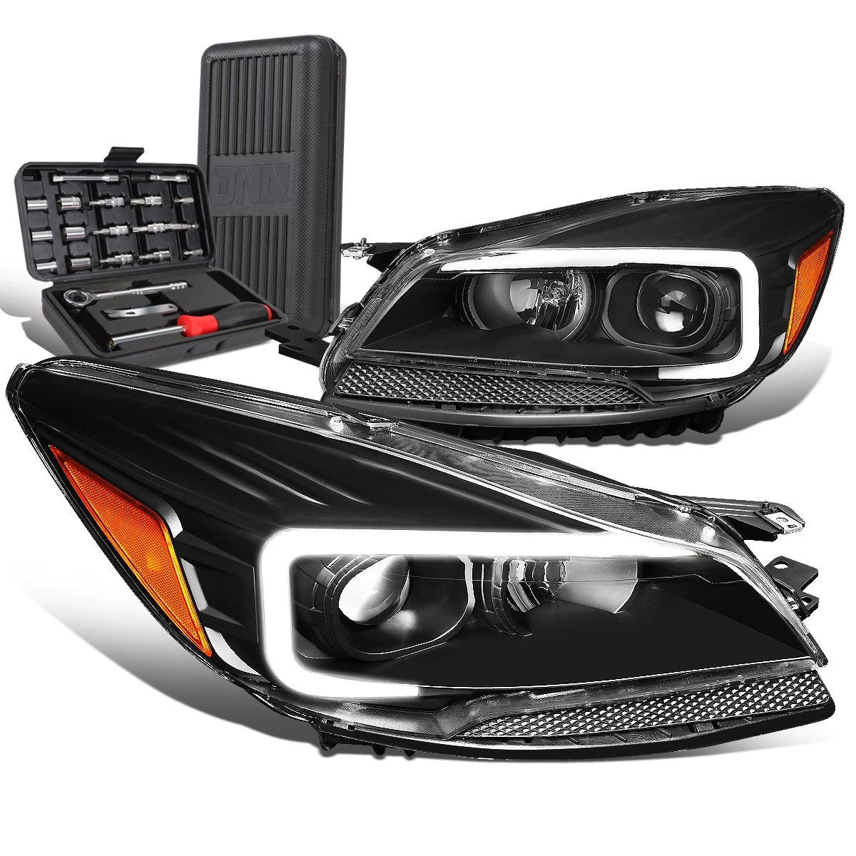 LED DRL Tube Projector Headlights for Ford Escape (2013–2016)