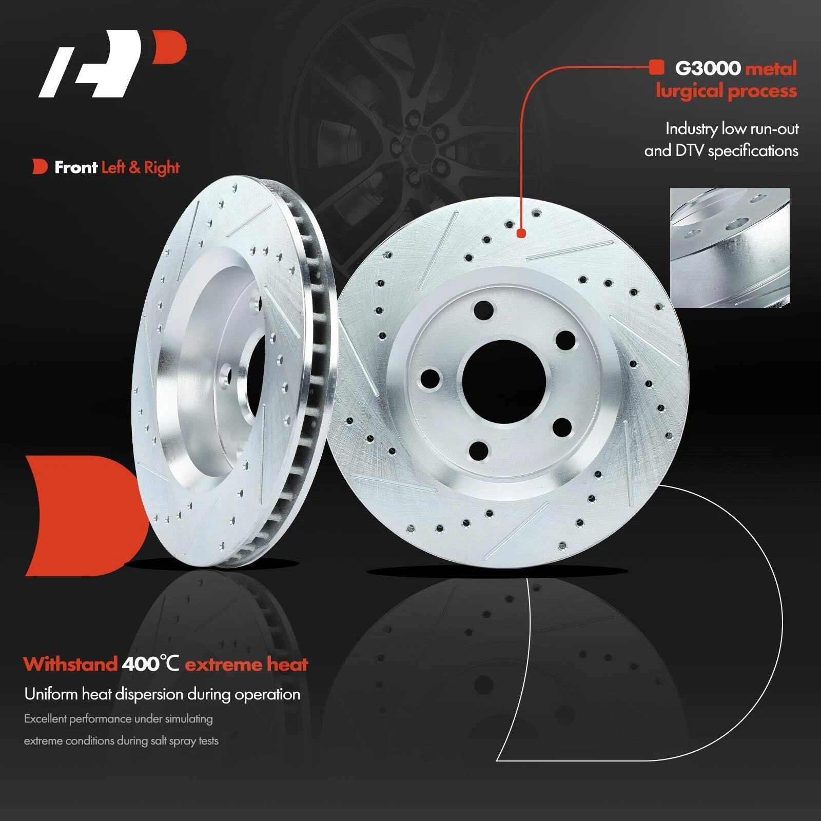 Front Side Drilled Brake Rotors & Ceramic Pads for Jeep Wrangler (2007-2018)