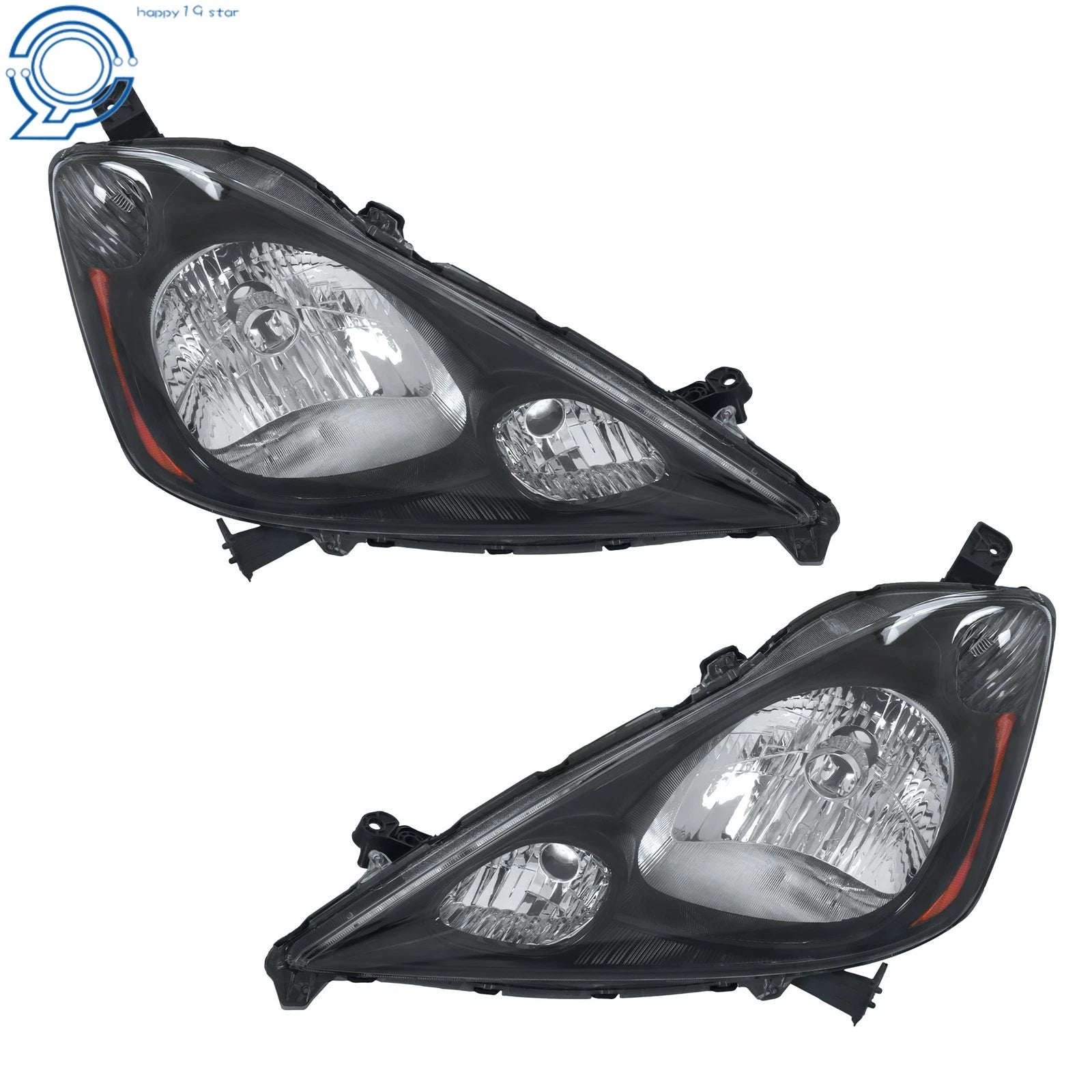Set of 2 Black Halogen Headlights for Honda Fit Sport (2009–2011)