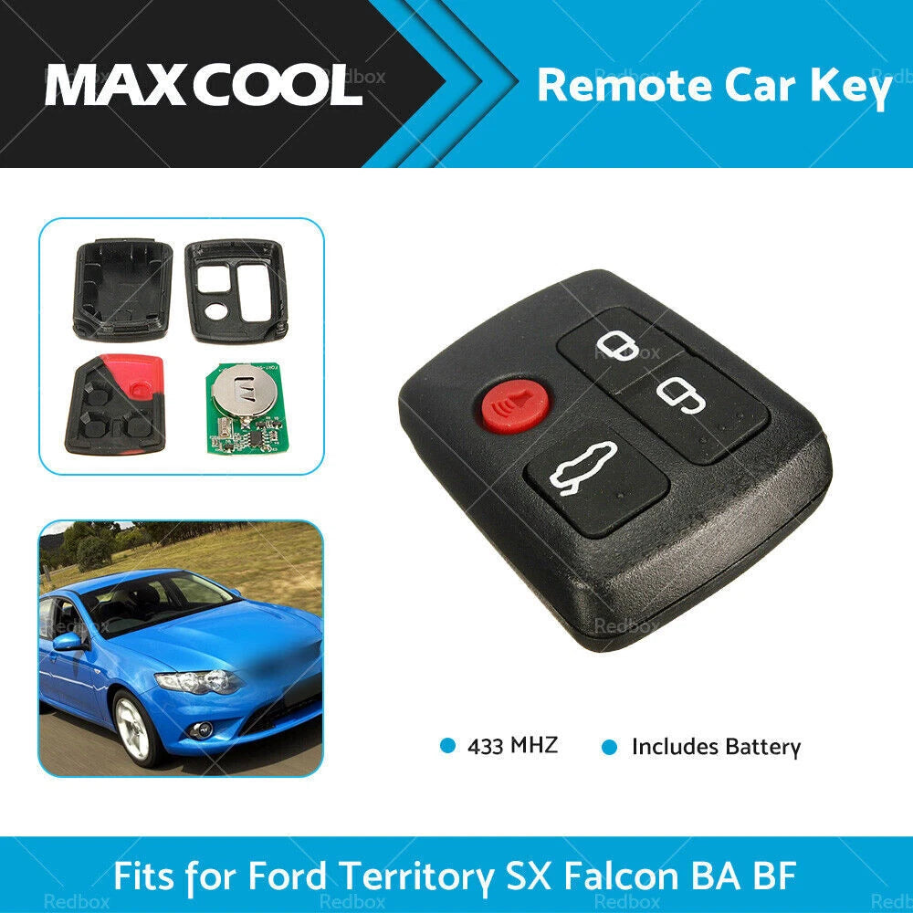Set of 4 Button 433MHz Remote Key for Ford Territory SX XR6 XR8 Falcon BA BF