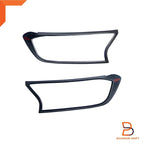Matte Black Red Logo Headlight Lamp Cover Trim for Ford Ranger (2015-2021)