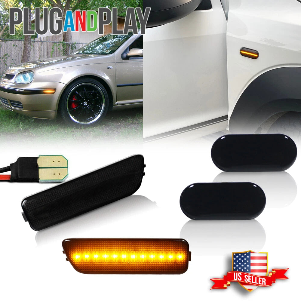 Set of 4 Smoke Amber LED Side Marker Lamps for VW MK4 Golf GTI R32 Jetta (1999–2006)