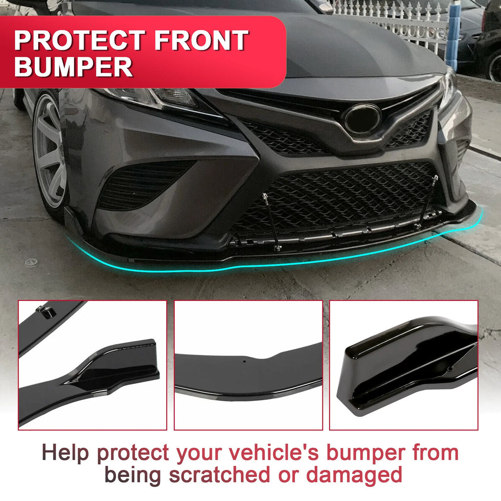 Front Bumper Lip Splitter for Toyota Camry (2018-2020) Gloss Black