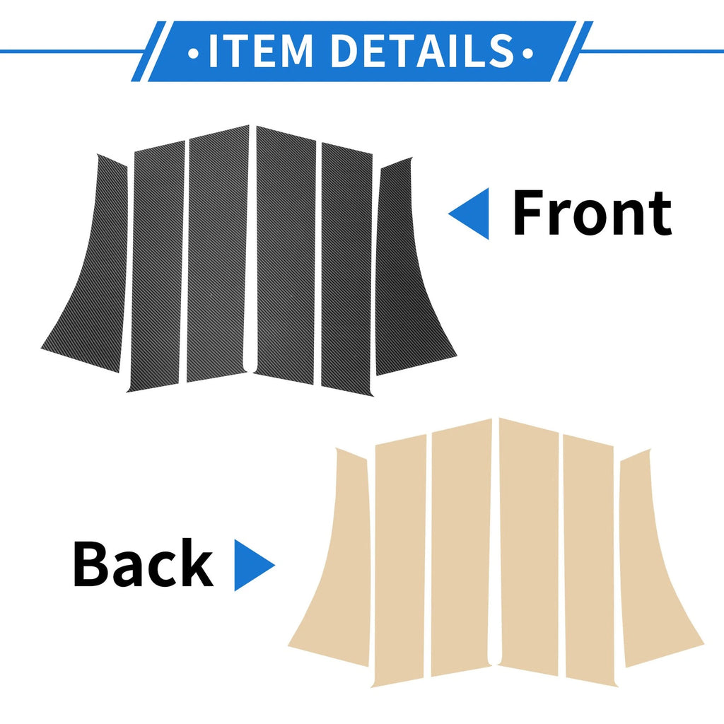 Set of 6 Door Pillar Window Trim for Mitsubishi (Carbon Fiber Pattern)