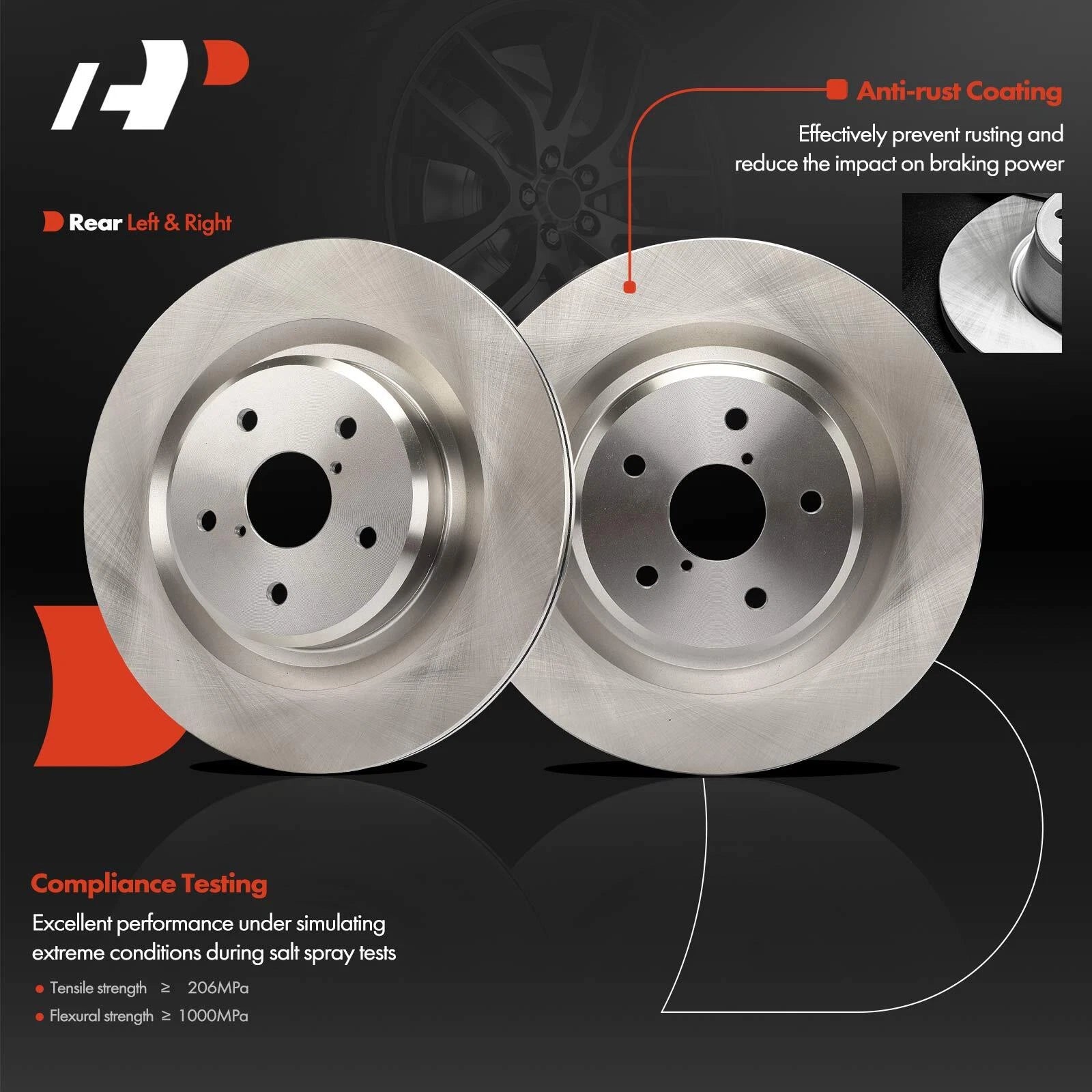 Rear Disc Brake Rotors & Ceramic Pads for Subaru Ascent (2019–2022)
