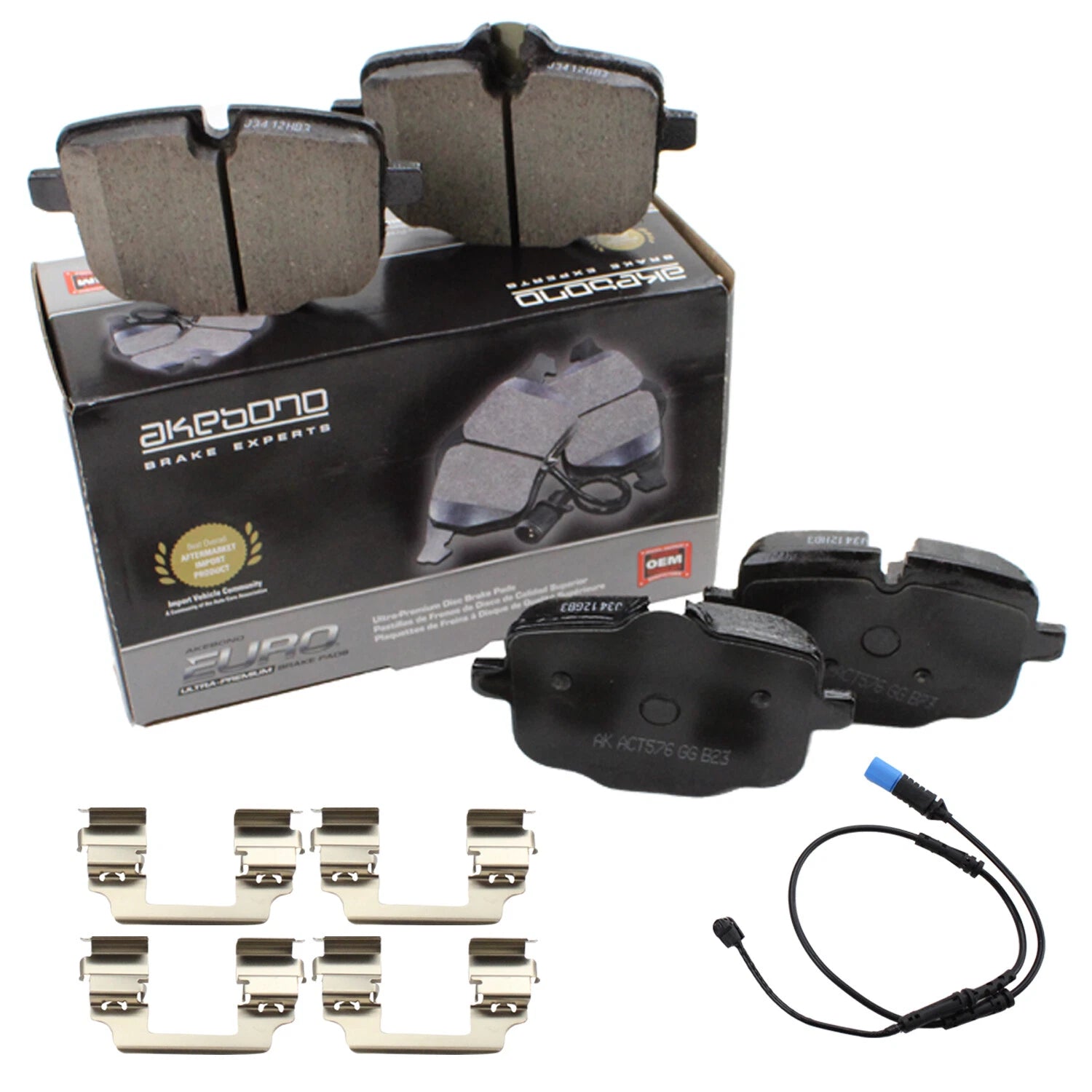 Set of 4 Akebono Euro Premium Rear Ceramic Brake Pads for BMW G01 G08 (2018–2021)