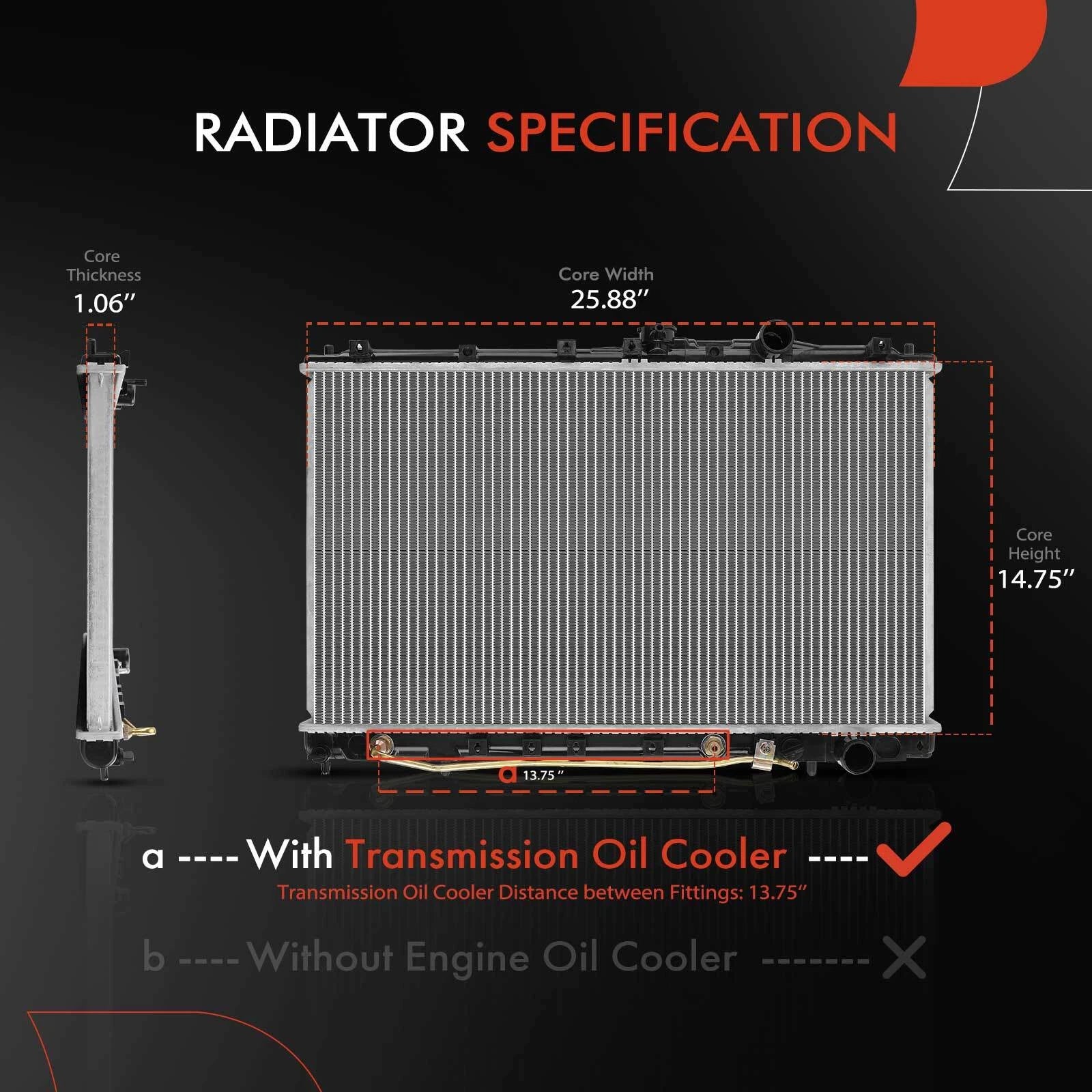 Radiator with Trans Oil Cooler for Mitsubishi Mirage (1993–1996)