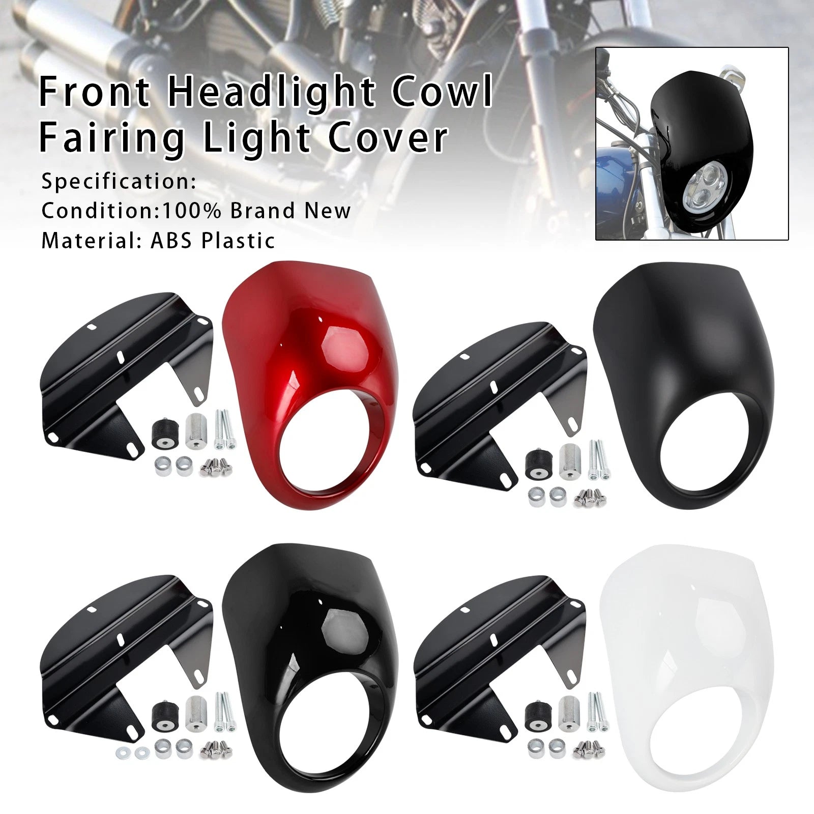 Headlight Fairing Light Cover for Harley Sportster Dyna XL 883 1200 (1973–Up)