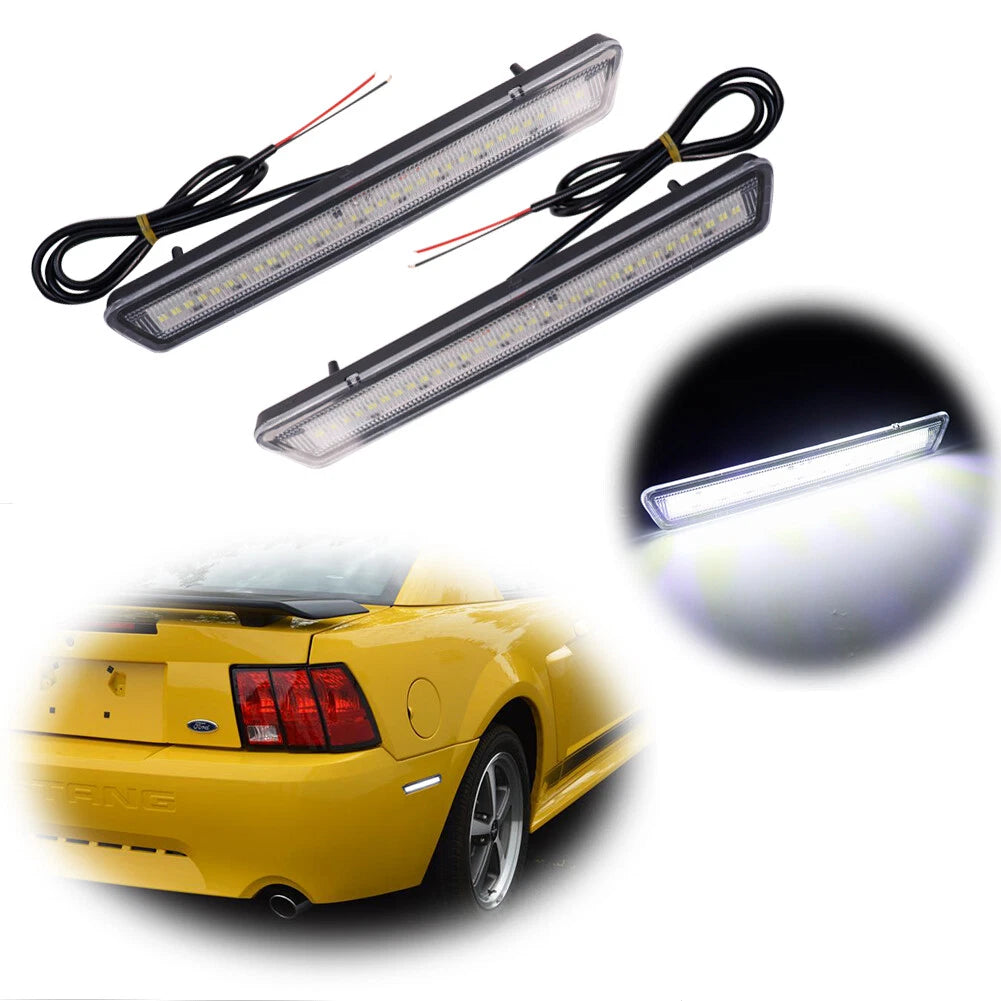 Clear Lens White Rear Bumper Side Marker Lamps for Ford Mustang (1999–2004)