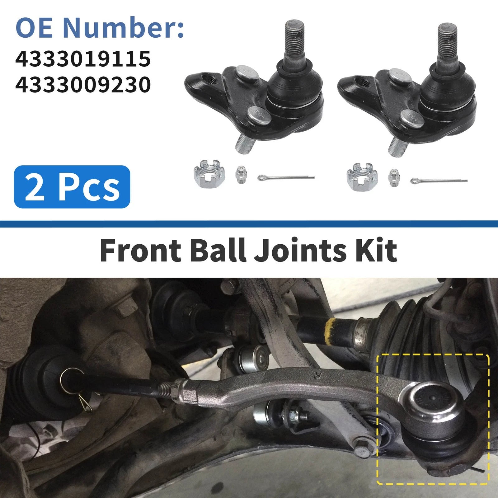 2X Front Lower Ball Joints for Toyota Corolla (1996–2008) No. 43330-19115/43330-09230