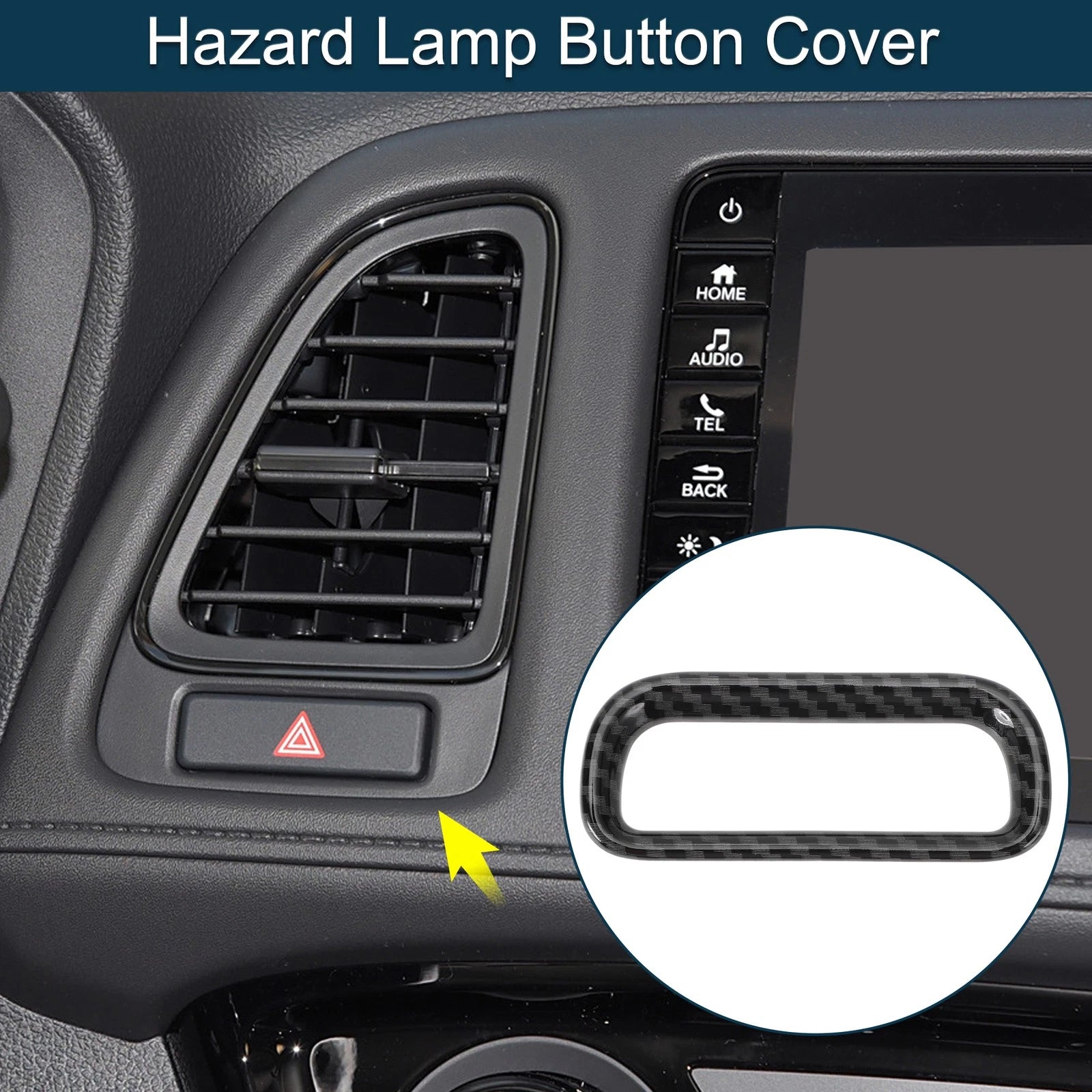 Warning Lamp Button Cover for Honda Vezel RV3/RV4/RV5/RV6 (1Pc, Carbon Fiber Black)