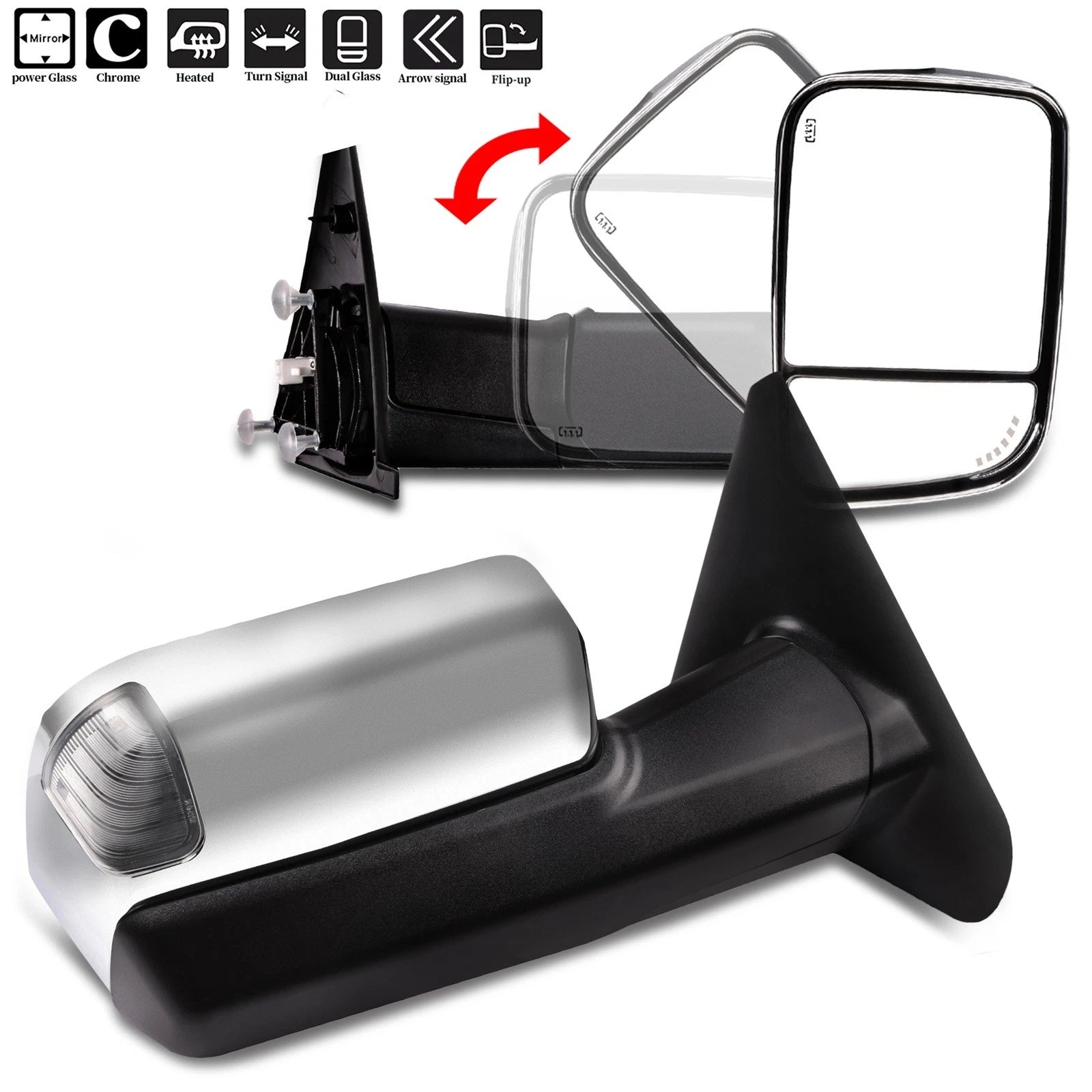 Towing Mirrors for Dodge Ram 1500 2500 3500 (2002–2008) Power Heated Turn Signals