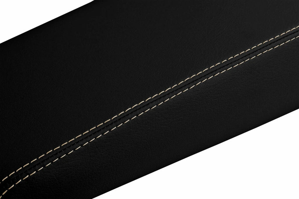 Leather Console Lid Armrest Cover for Dodge Charger (2008–2010) Beige Stitch
