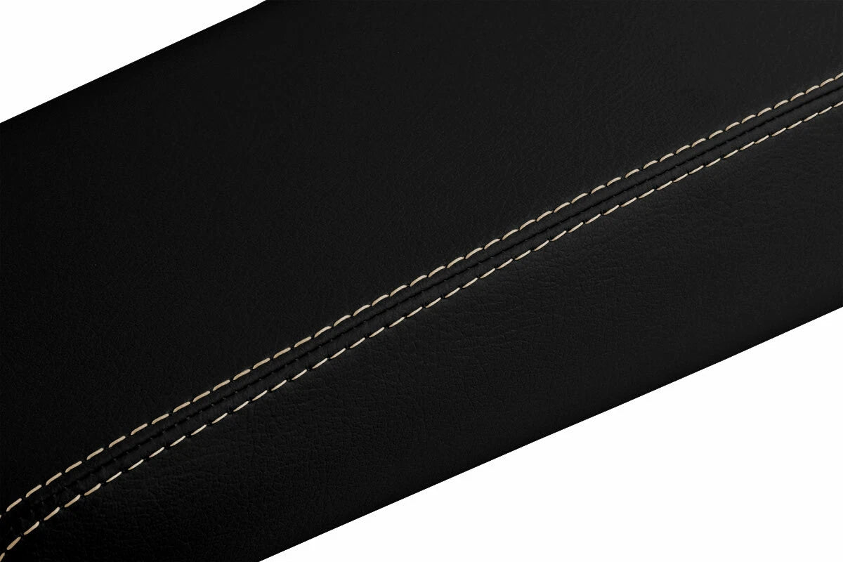 Leather Console Lid Armrest Cover for Dodge Charger (2008–2010) Beige Stitch