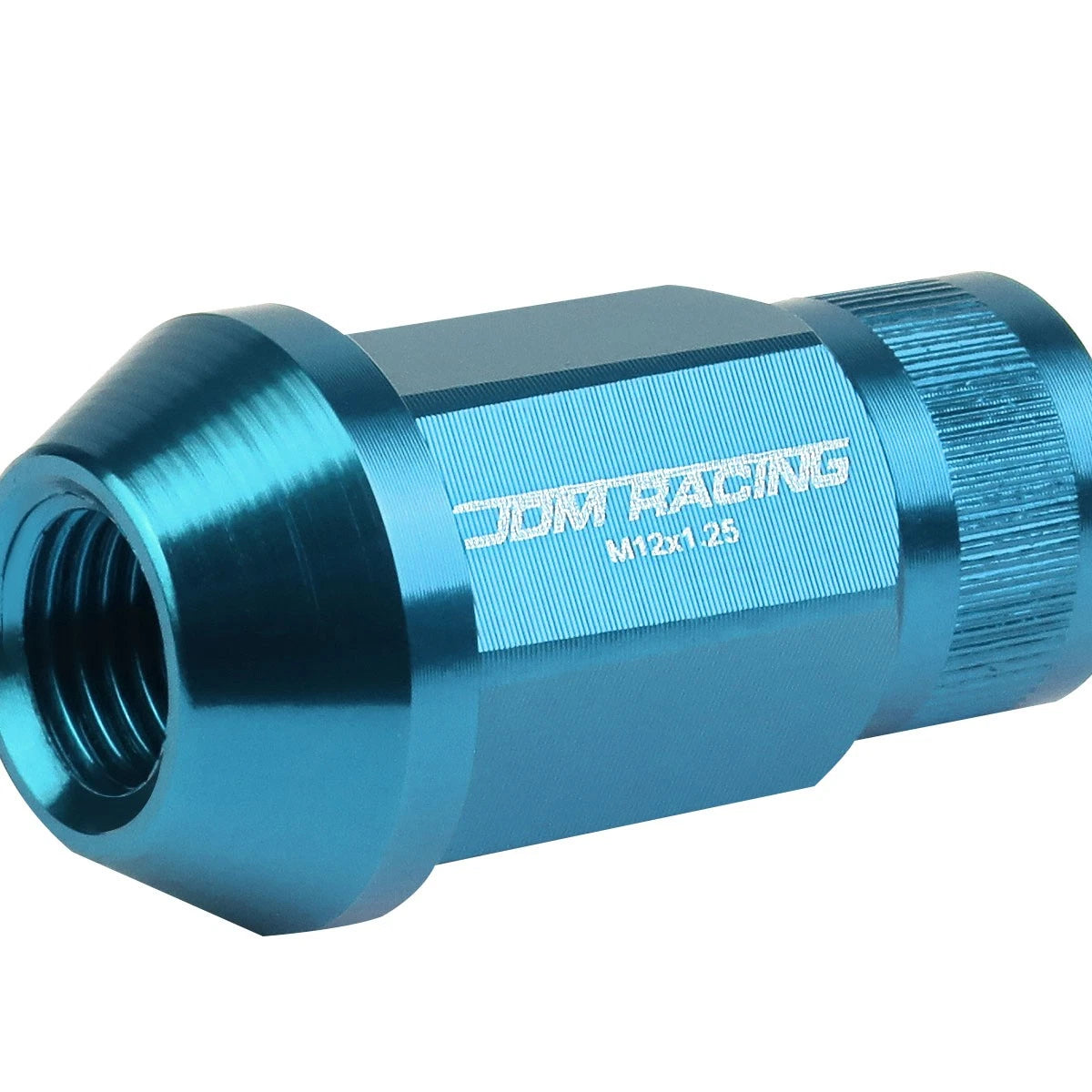 Set of 4 Open End M12x1.25 44mm Tall Sky Blue Aluminum Lug Nuts for JDM