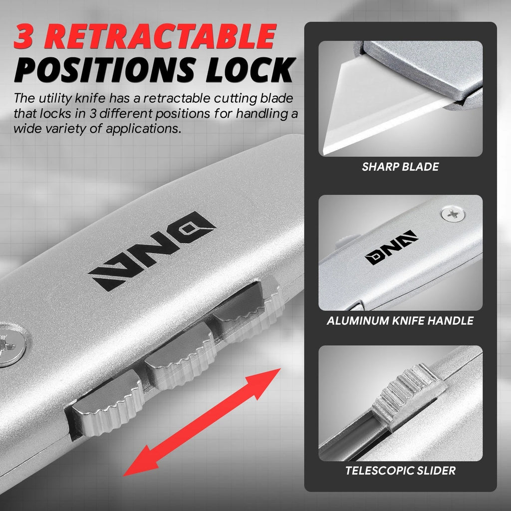 10Pcs Retractable Utility Knife Heavy Duty Lock Back Box Cutter