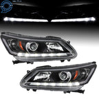 2X Headlamp for Honda Accord (2013–2015) Halogen with LED DRL