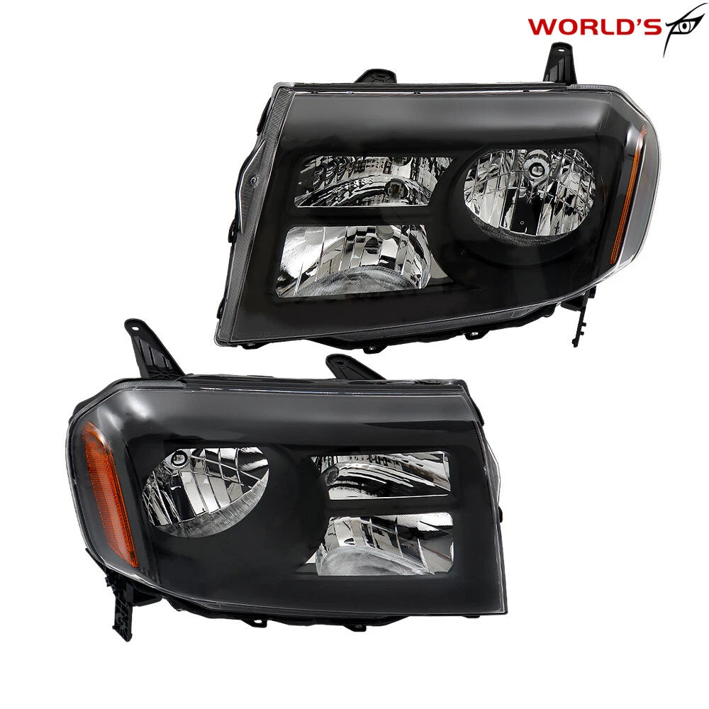 Set of 2 Halogen Headlights for Honda Pilot (2012–2015) Black Housing