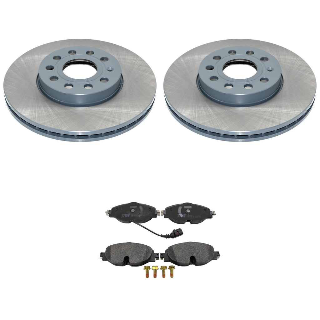 Set of 2 DuraGo Front Rotors & TRW Pro Low-Metallic Pads for A3 Golf Jetta