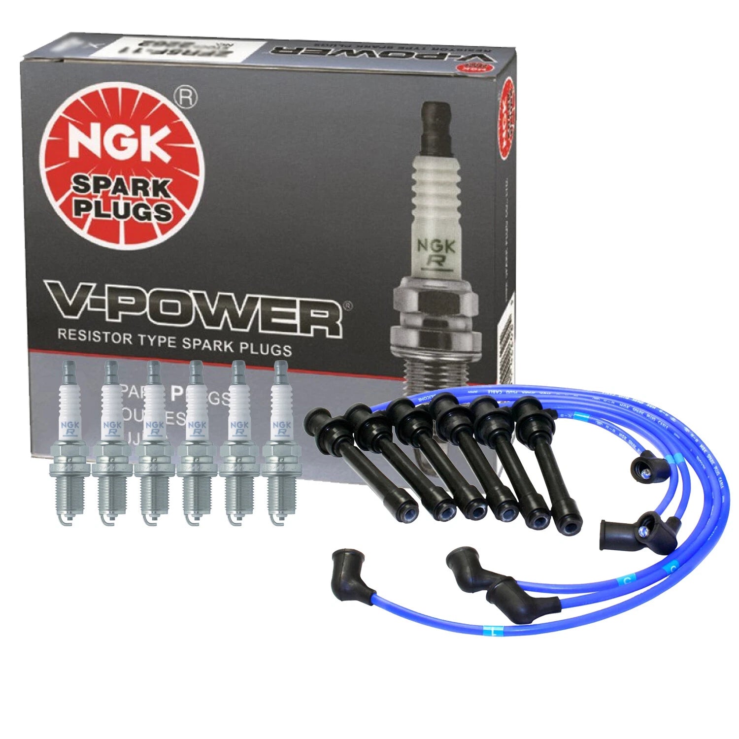 NGK 6 V-Power Spark Plugs Kit for Hyundai Tiburon Kia Optima V6 (2001–2006)
