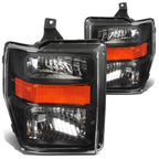 Pair of Black Housing Amber Side Headlights for Ford Super Duty (2008–2010)