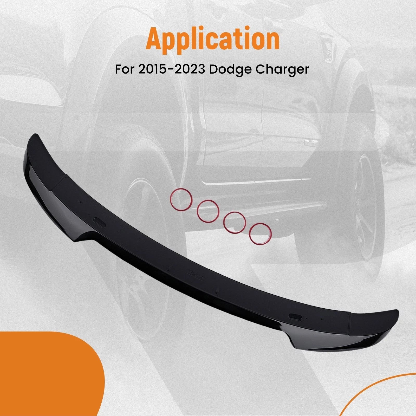 Black Rear Trunk Spoiler for Dodge Charger (2015–2023) ABS SRT Hellcat