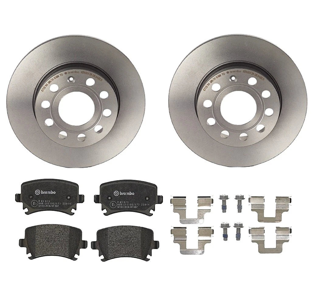 Brembo Rear Brake Kit Low-Met Pads 260mm Disc Rotors for Audi A3 VW Jetta (2006–2013)