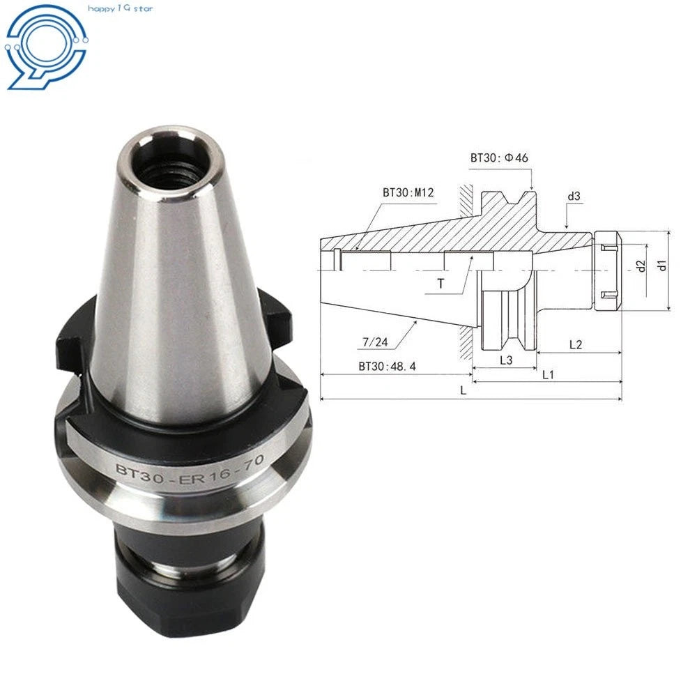 Set of 4 BT30-ER16 Collet Chucks for Tool Holder (GAGE LENGTH 70mm)