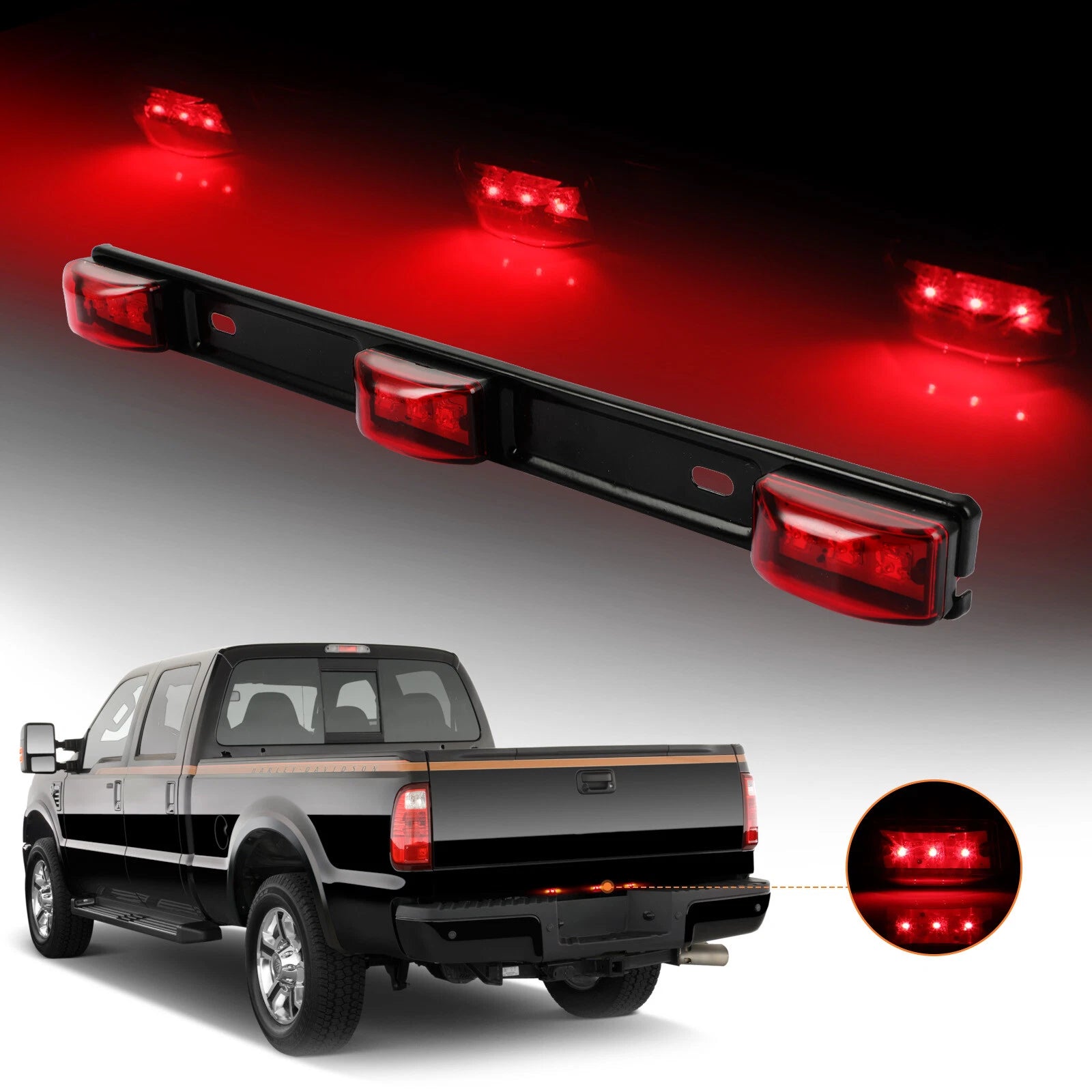 Red LED Rear Clearance Marker Light Bar for Truck Trailer