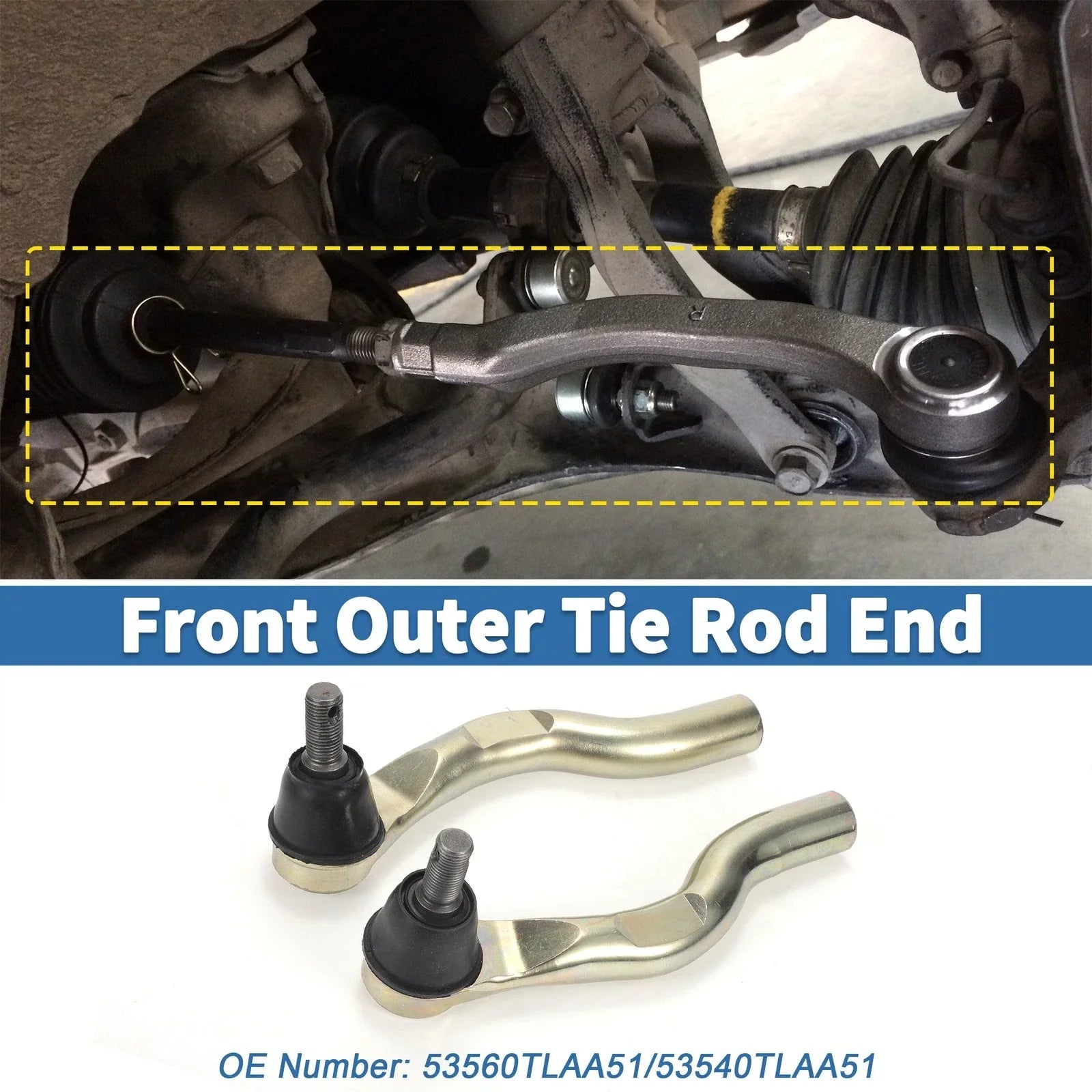 2 x Front Outer Tie Rod Ends for Honda CR-V (2017-2023)