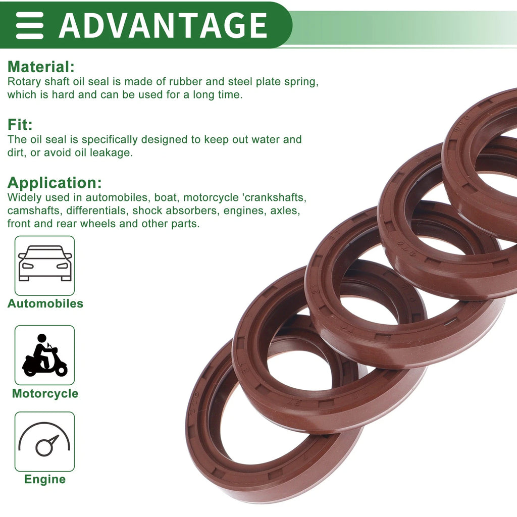 Set of 5 Oil Seal Rotary Shaft Seal FKM Rubber 27x37x7mm