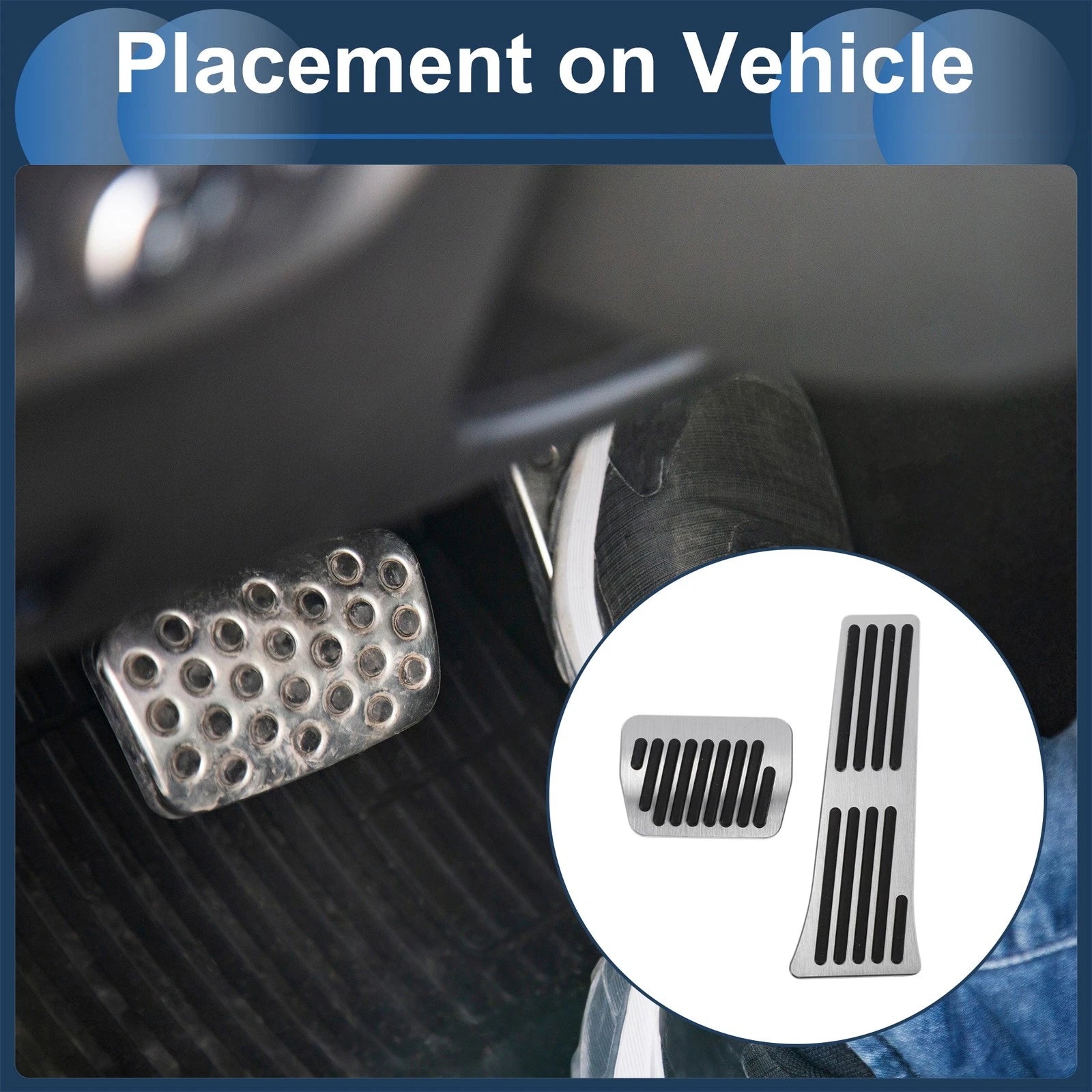 2Pcs Accelerator Pedal Covers for Ford Explorer (2020–2023) Silver Tone
