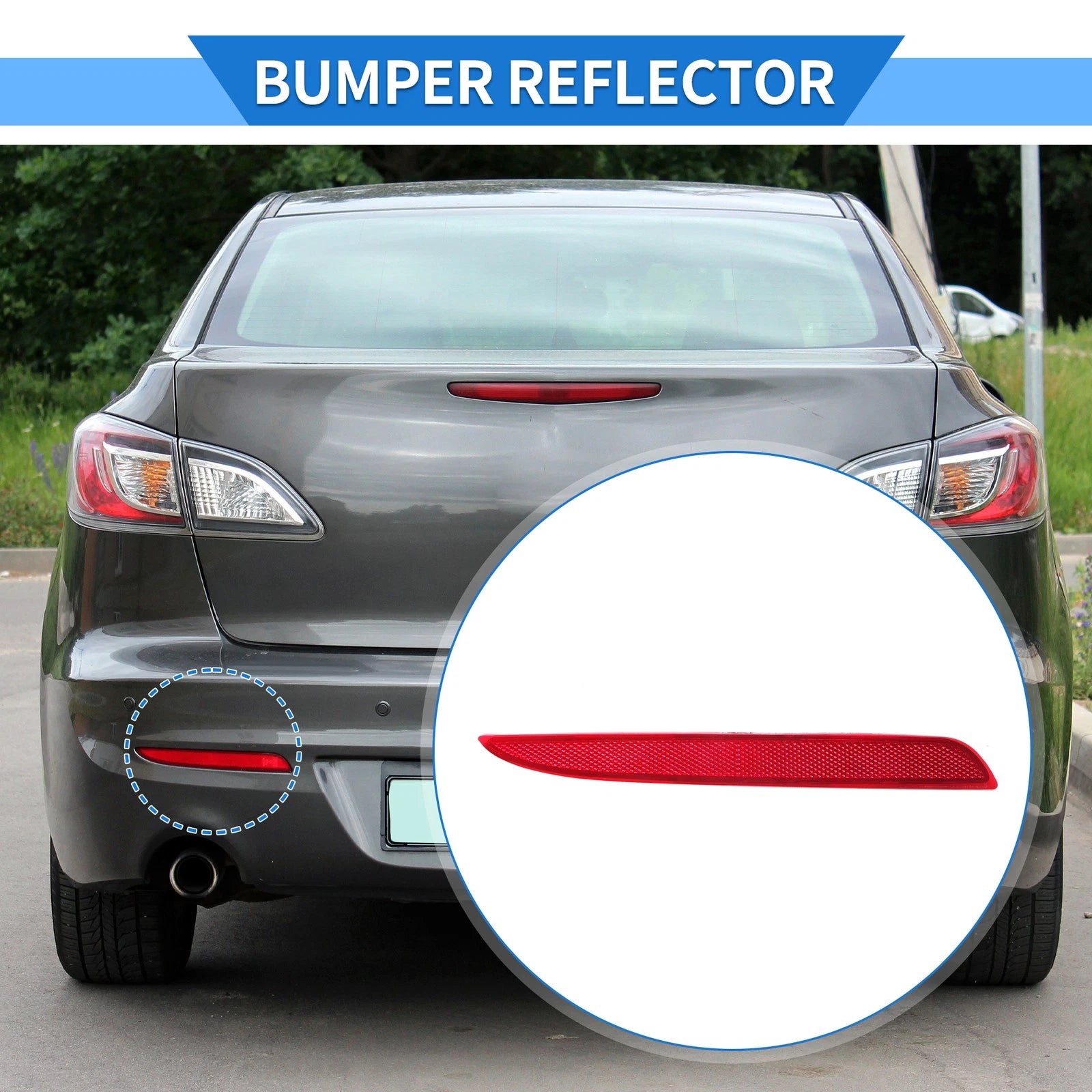Rear Bumper Reflector No.BBP2515M0A for Mazda 3 BL (2010–2013) Red