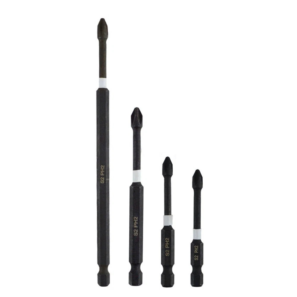 Set of 4 Cross Screwdriver Bits 65mm for High Strength Tasks