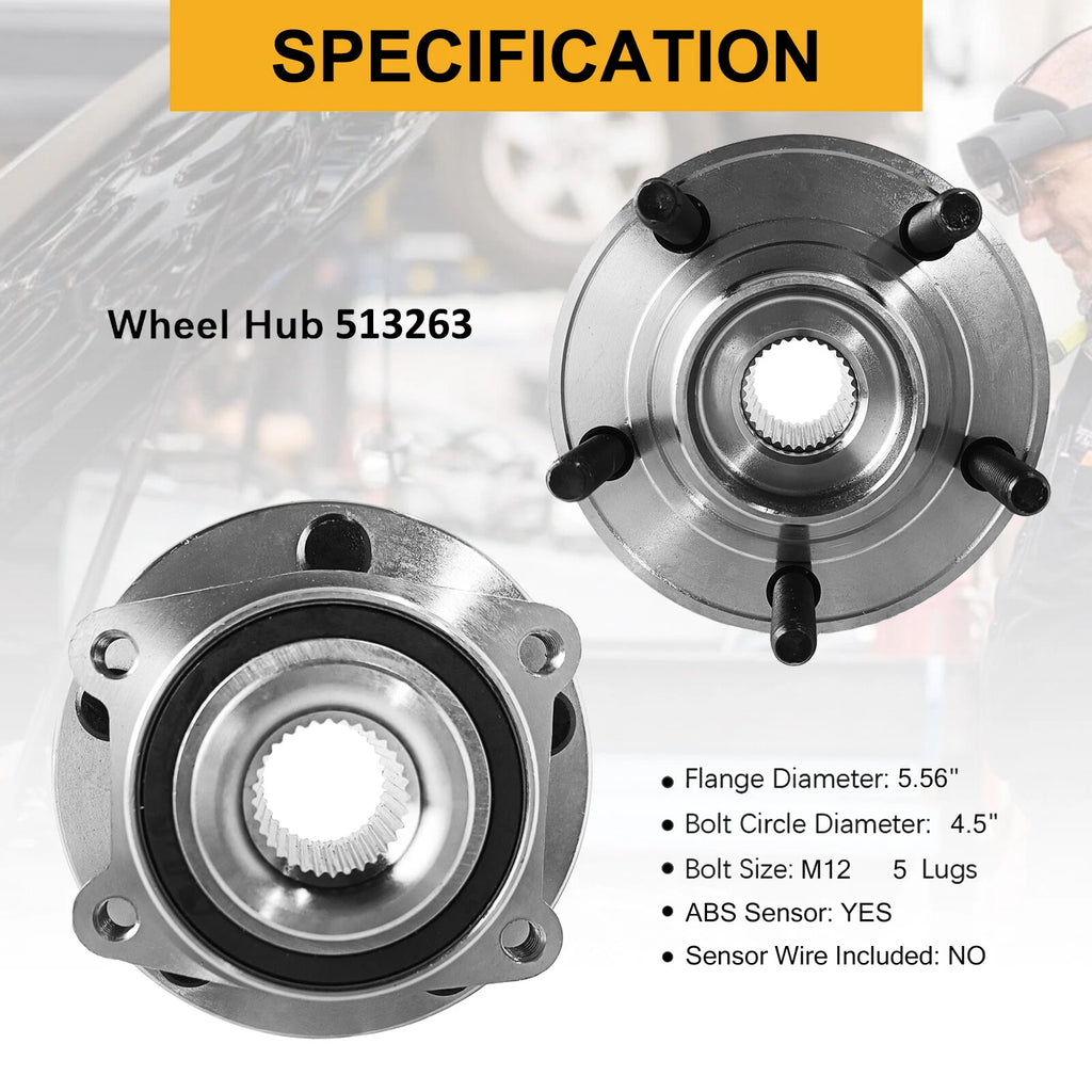 2 Front Wheel Hub Bearings for Dodge Avenger Chrysler Sebring (2007–2014)