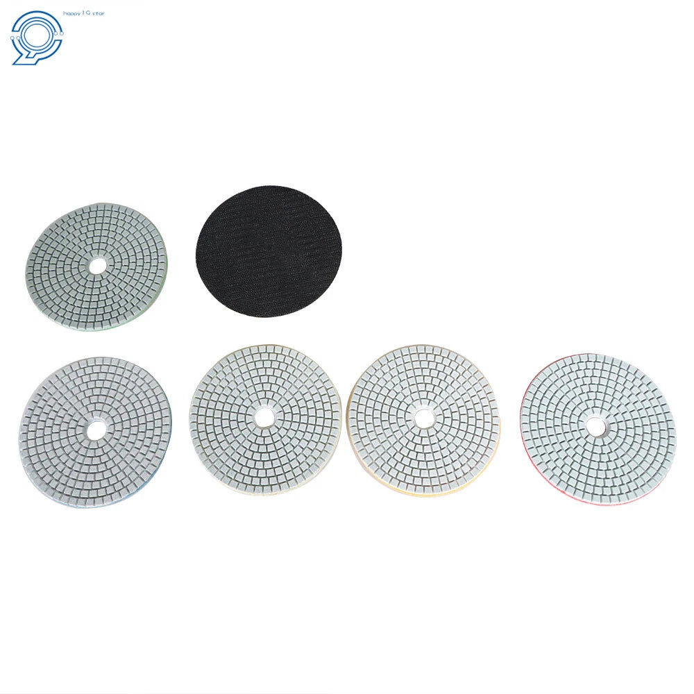 Set of 6 Diamond Concrete Polishing Pads for Wet/Dry Use (5 Inch)