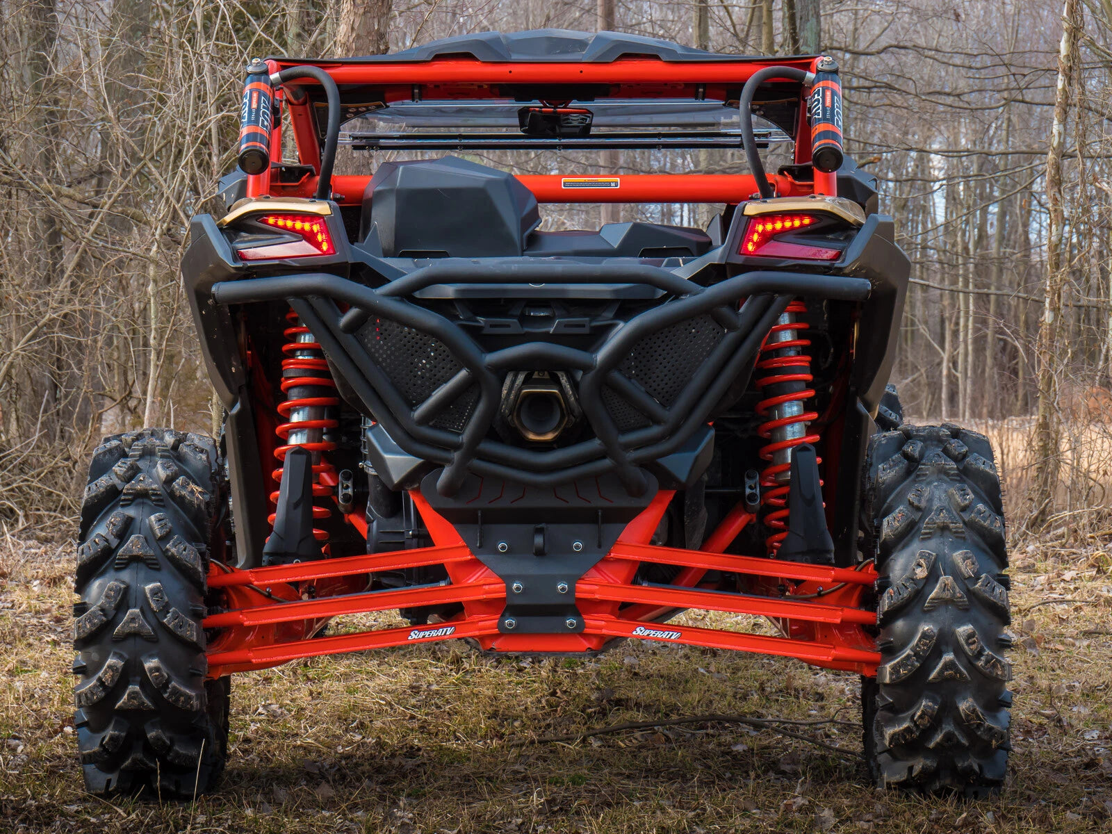 SuperATV boxed rear radius arms for Can-Am Maverick X3 (2017–2023) - Red