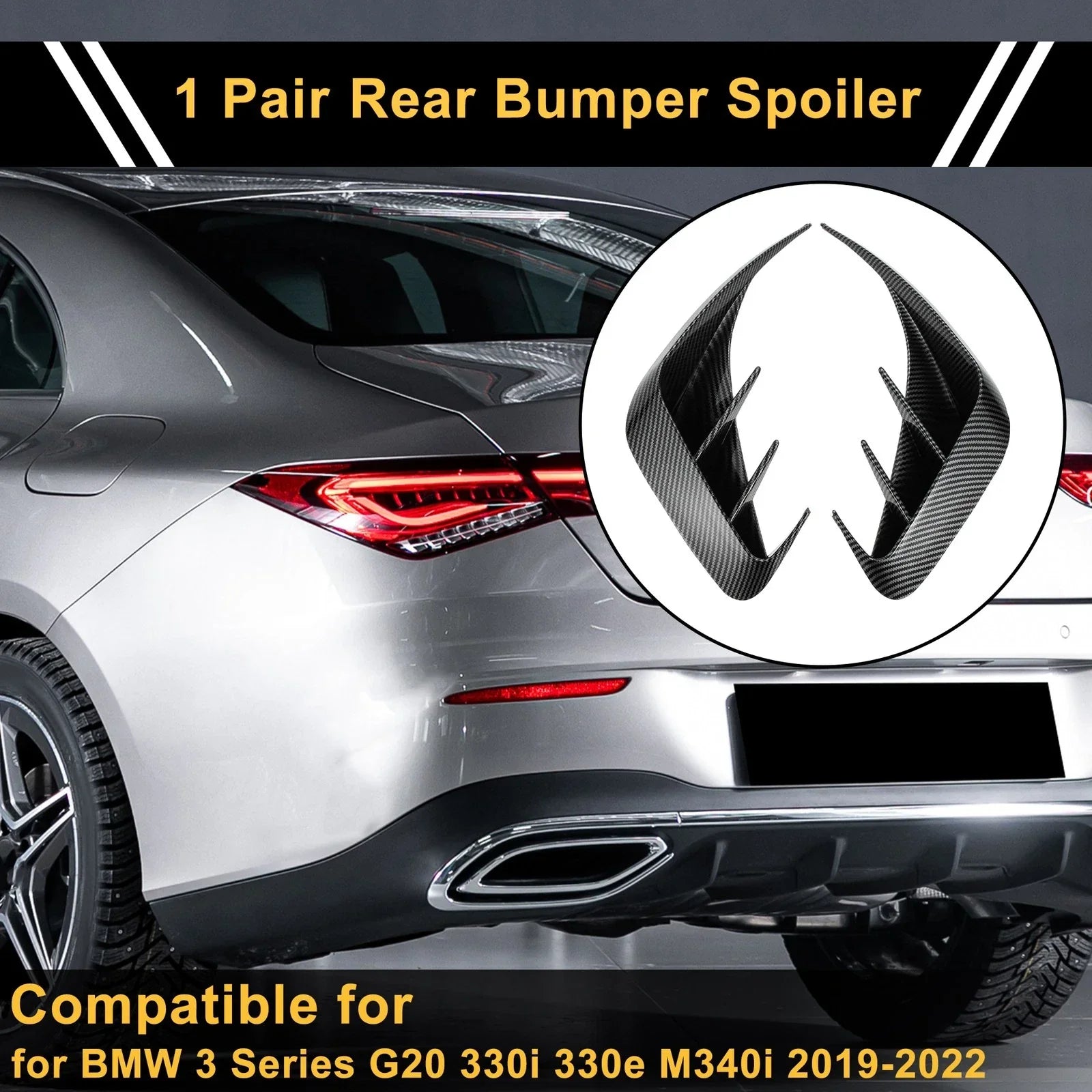 Pair Rear Bumper Spoiler for BMW 3 Series G20 330i 330e M340i (2019-2022)