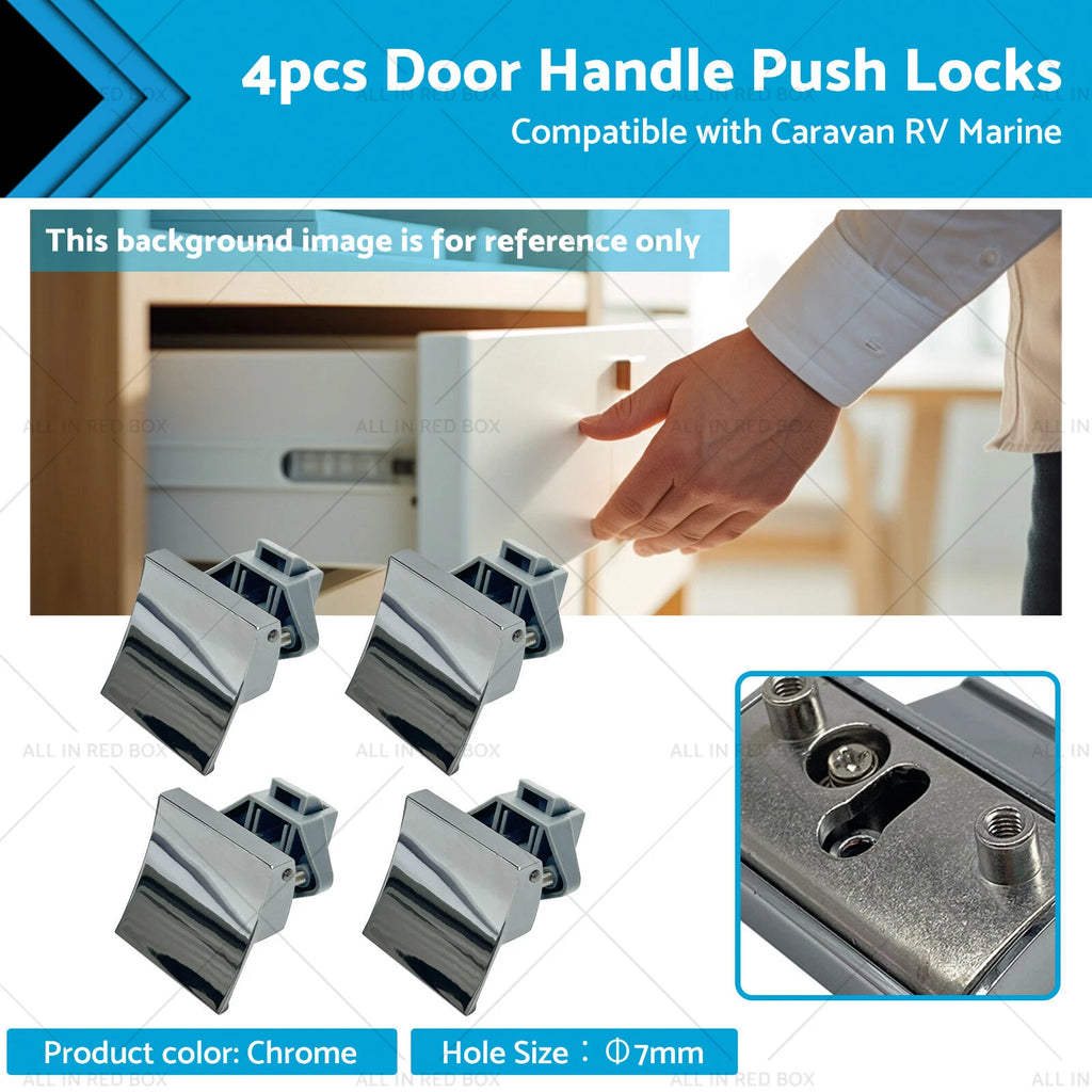 Set of 4 Square Handle Push Locks for Caravan RV Marine (2002–2019)